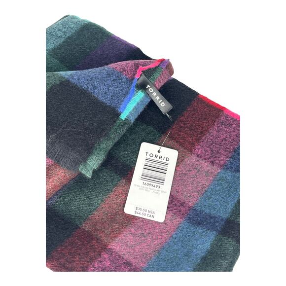 NEW Torrid Long BLANKET SCARF 76”x24” Multi Block Plaid Check Large Soft Wrap - Picture 2 of 4